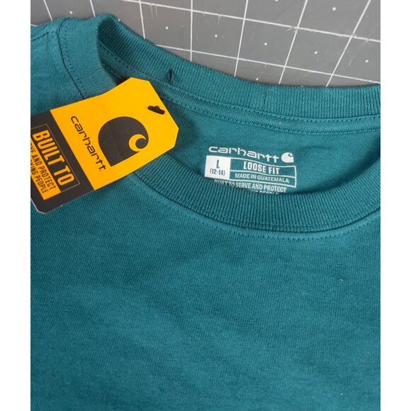 Carhartt Women’s Loose Fit Pocket T-Shirt Sz L Teal New - Picture 2 of 6